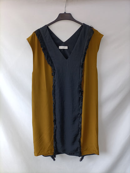 SANDRO. Two-tone silk dress (s/m)
