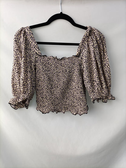 H&M. Top nido de abeja flores T.s