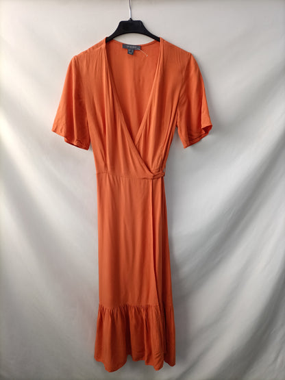 PRIMARK. Vestido cruzado naranja T.36