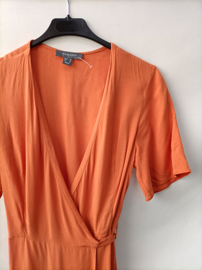 PRIMARK. Vestido cruzado naranja T.36