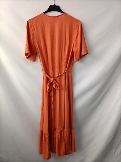 PRIMARK. Vestido cruzado naranja T.36