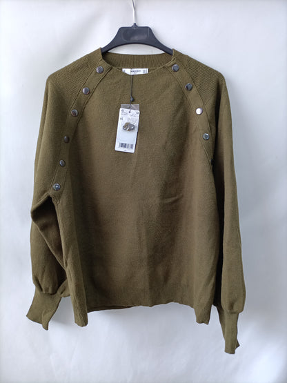 MANGO.Jersey verde detalle botones T.m