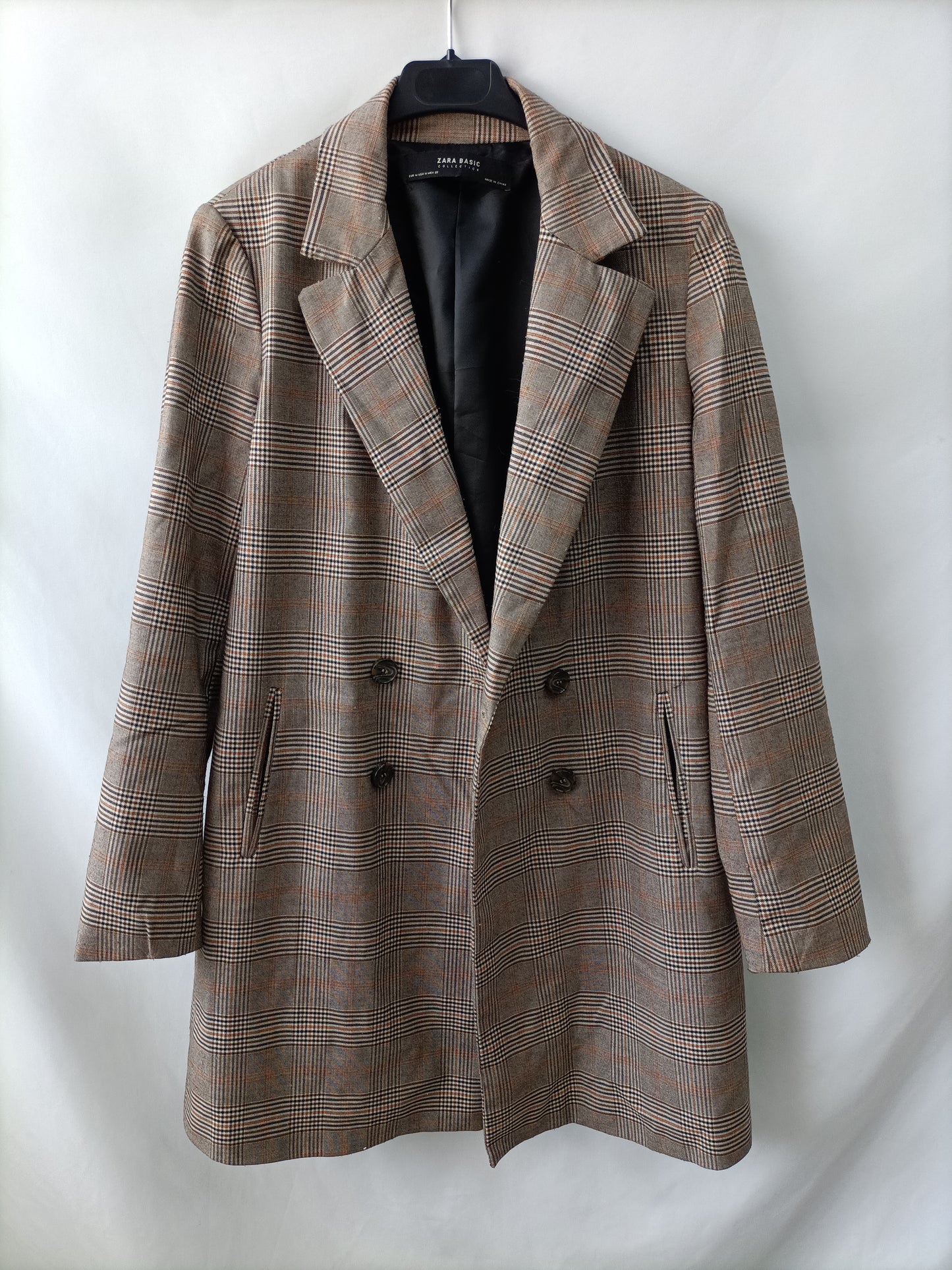 ZARA.Blazer larga cuadros. T.m