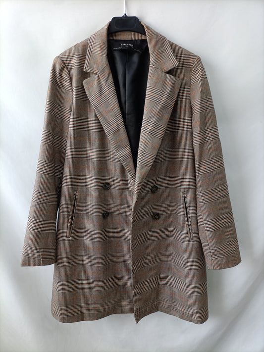 ZARA.Blazer larga cuadros. T.m