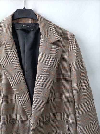 ZARA.Blazer larga cuadros. T.m