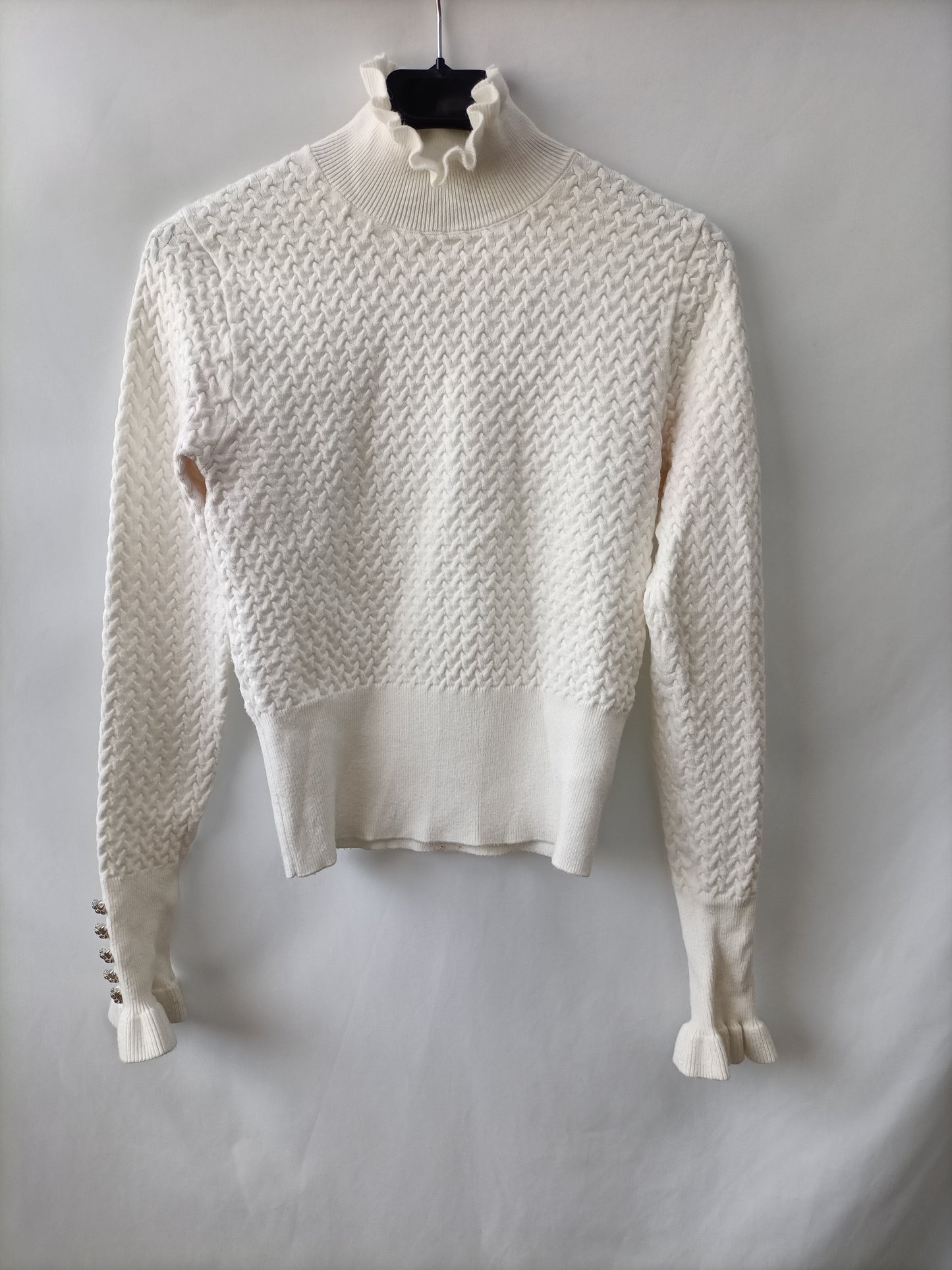 ZARA.Jersey blanco textura T.s
