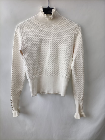 ZARA.Jersey blanco textura T.s