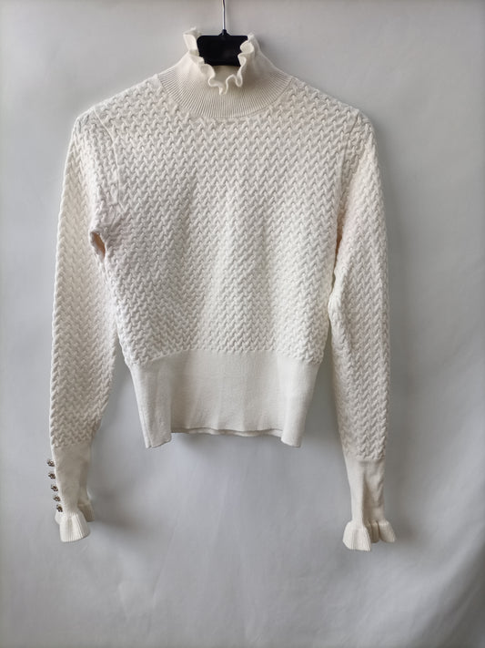 ZARA.Jersey blanco textura T.s