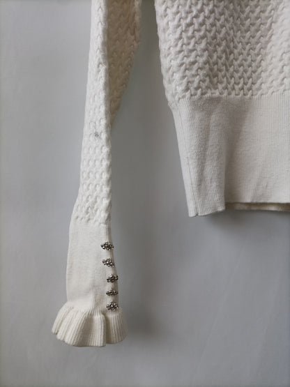 ZARA.Jersey blanco textura T.s