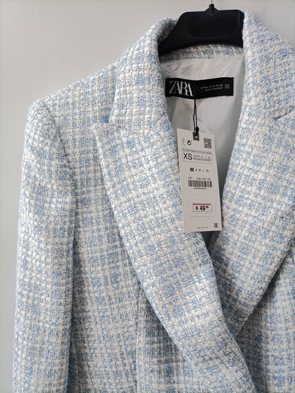 ZARA.Blazer tweed azul. T.xs