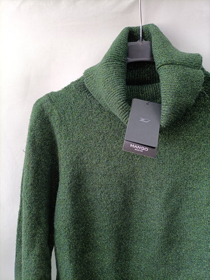 MANGO.Jersey verde hilos T.xs