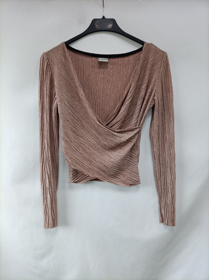 ZARA. Top plisado rosa T.m