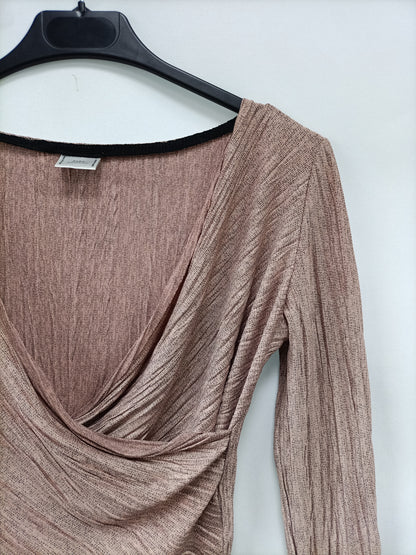 ZARA. Top plisado rosa T.m