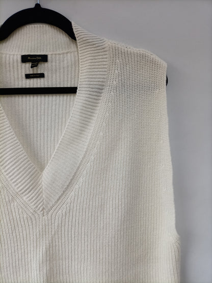 MASSIMO DUTTI. Chaleco blanco roto T.xs