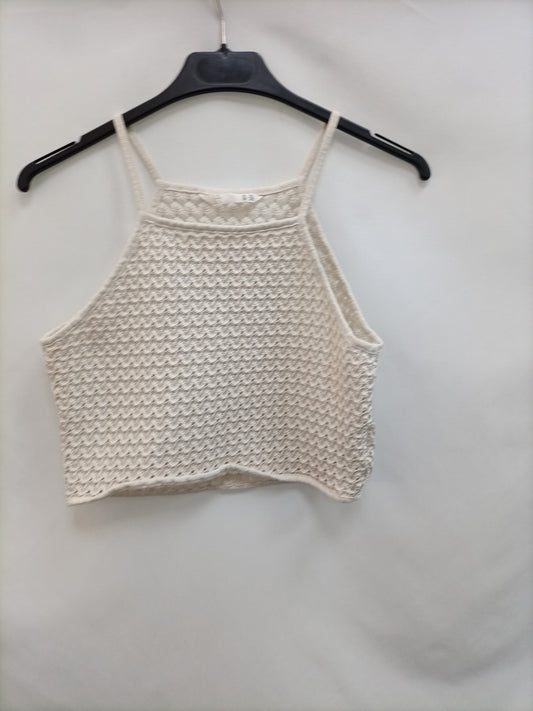 LEFTIES.Croptop blanco roto croché T.m