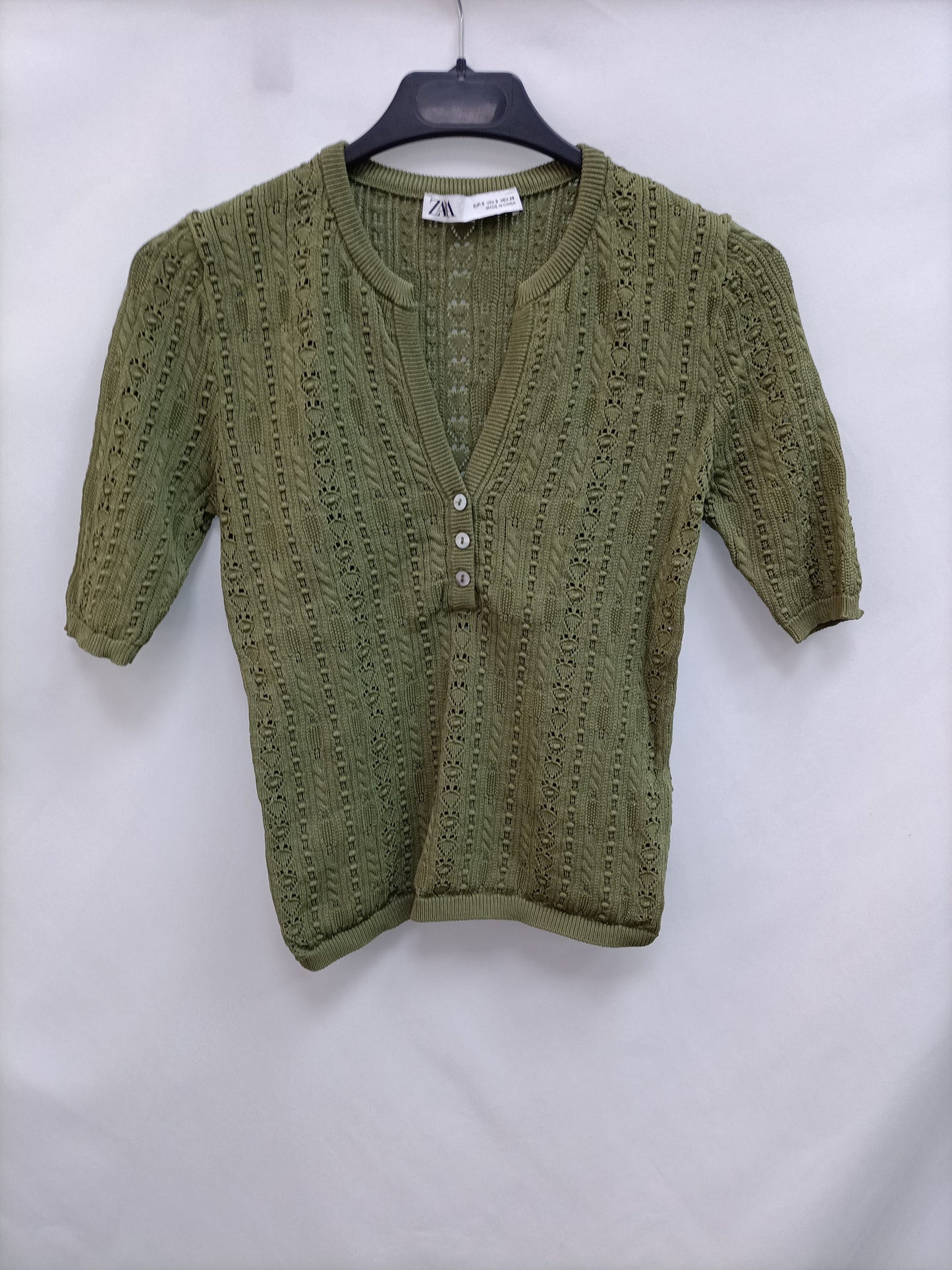 ZARA.Top punto verde T.s