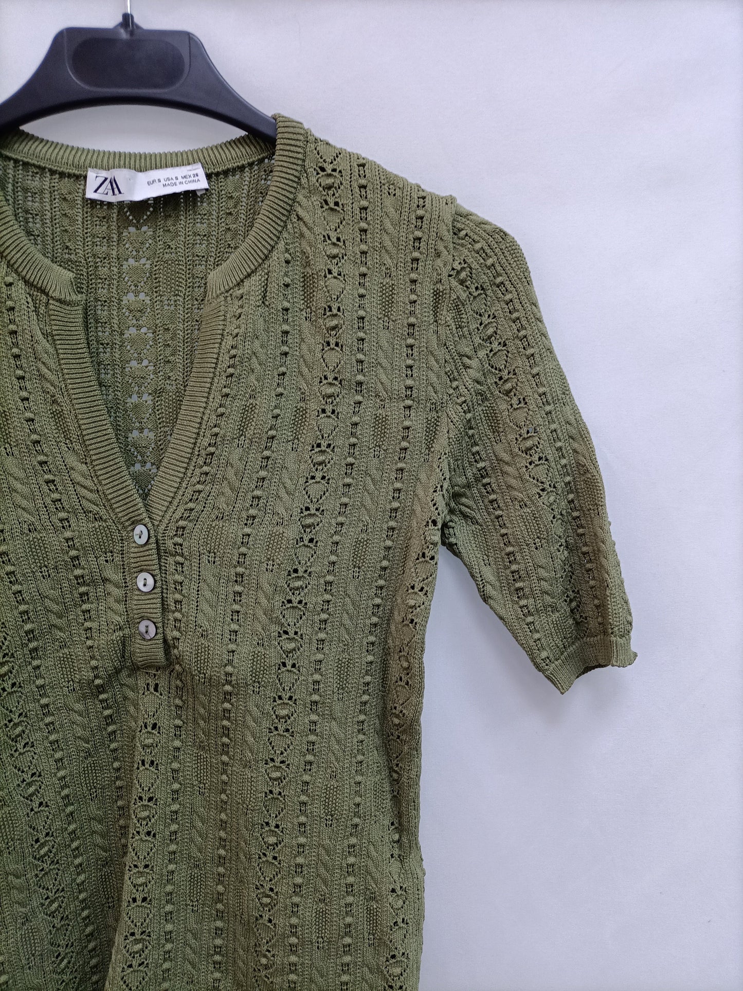 ZARA.Top punto verde T.s