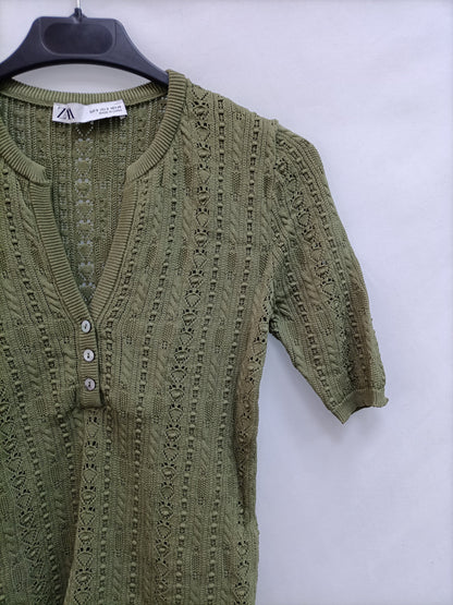 ZARA.Top punto verde T.s