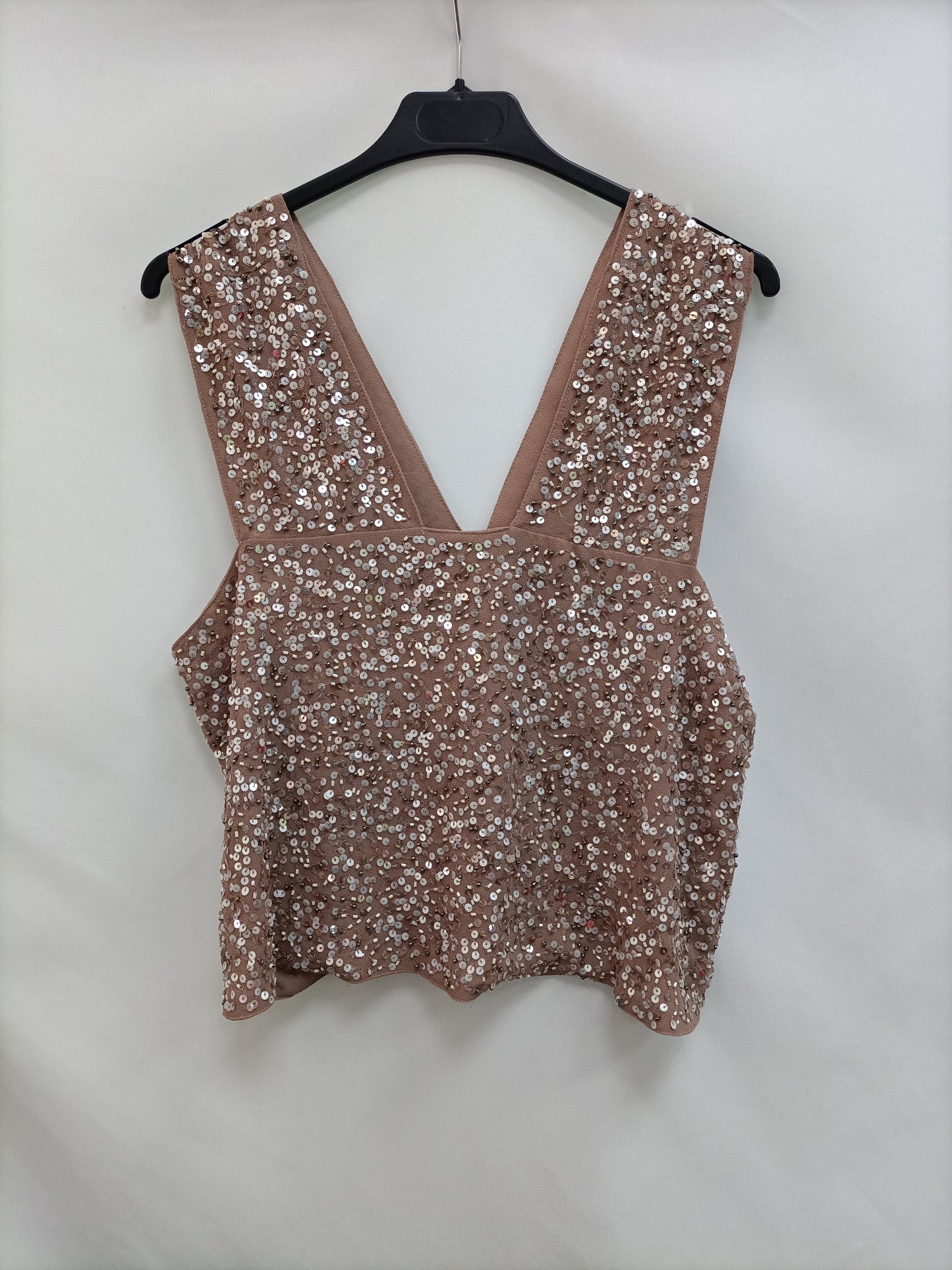 ZARA. Top nude lentejuelas T.m (tara)