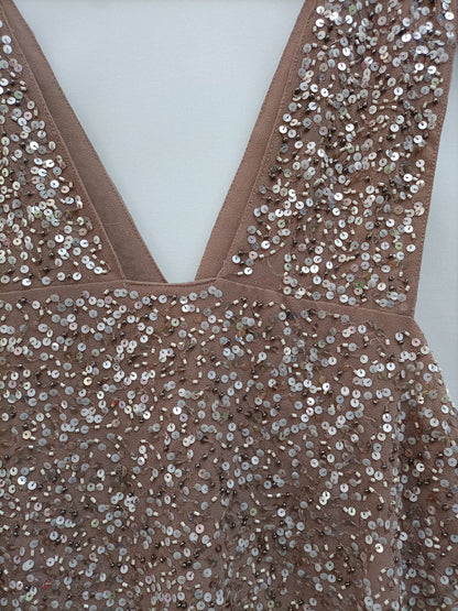 ZARA. Top nude lentejuelas T.m (tara)