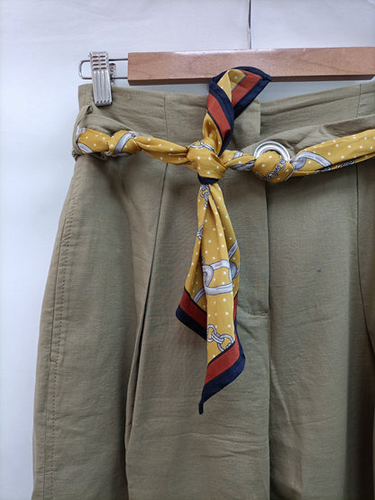 MANGO.Pantalones pinza cintura alta lazada T.36