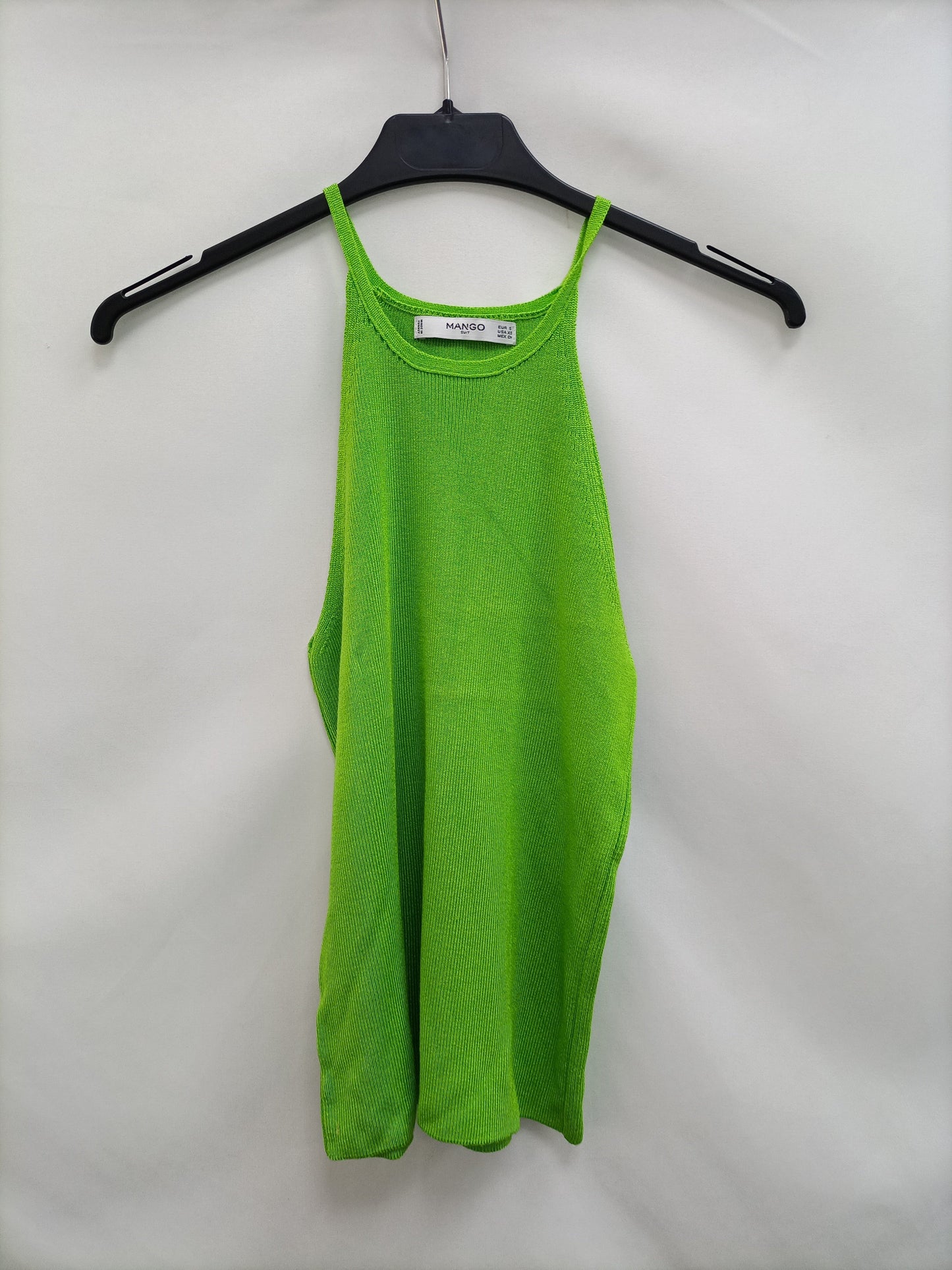 MANGO.Top verde punto halter T.s