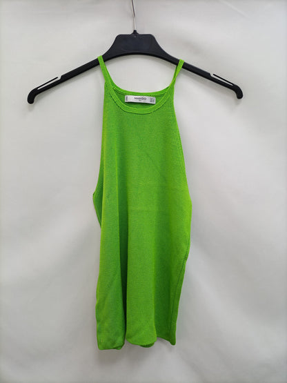 MANGO.Top verde punto halter T.s