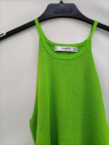 MANGO.Top verde punto halter T.s