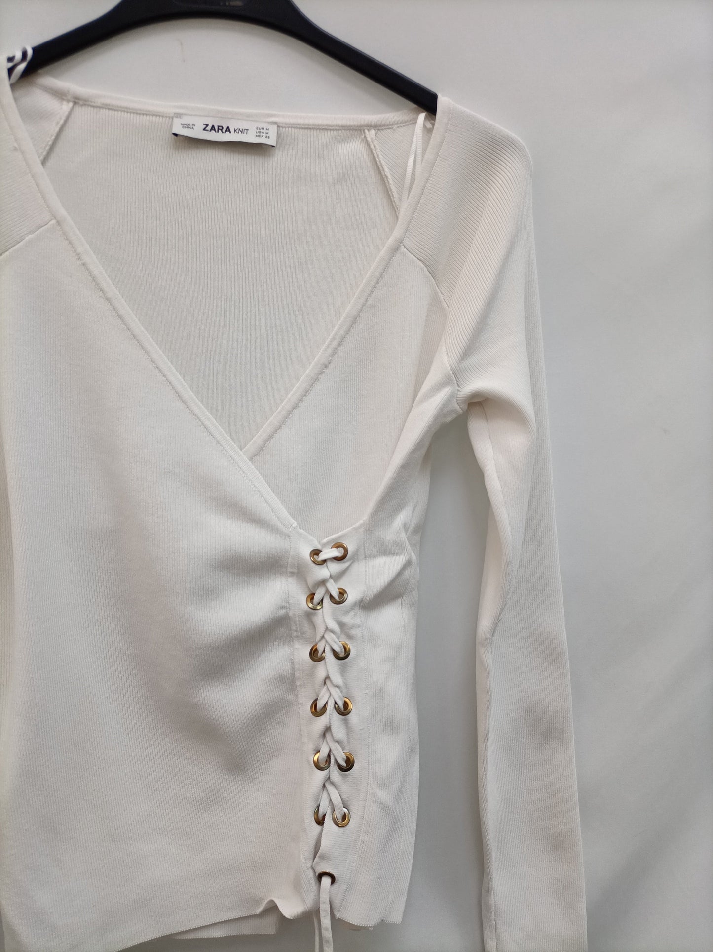 ZARA.Jersey punto blanco T.s