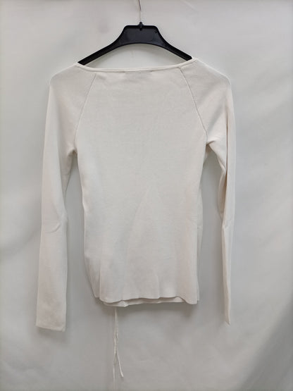 ZARA.Jersey punto blanco T.s