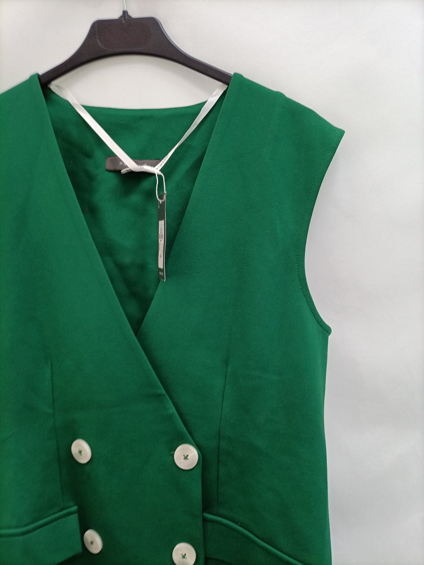 PRIMARK.Chaleco largo verde T.38