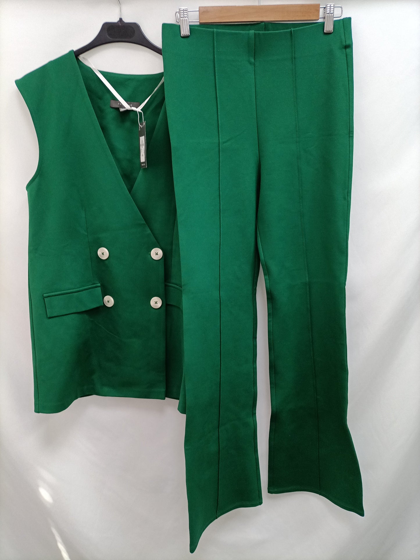 PRIMARK.Chaleco largo verde T.38