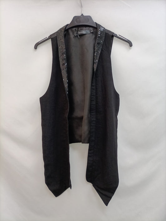BERSHKA.Black sequin vest Tm