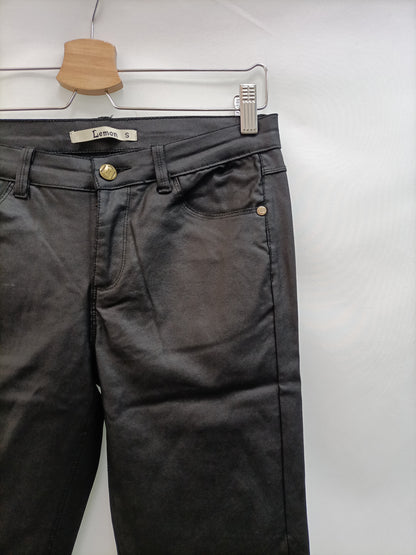 LEMON.Pantalones negros encerados T.s
