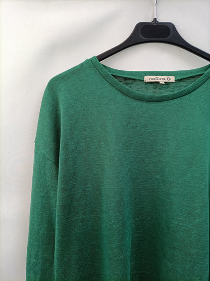 NATURA. Camiseta verde fluida T.l