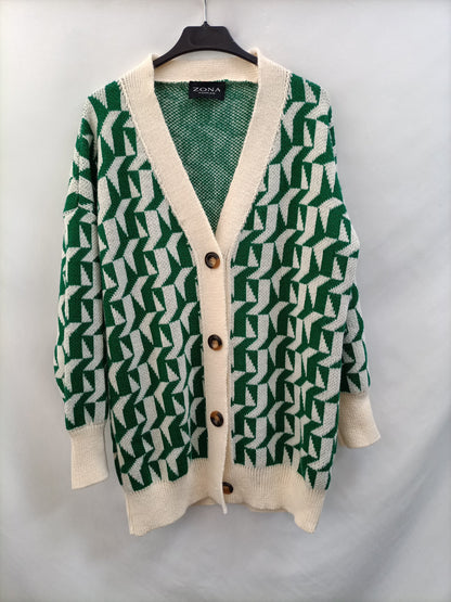 ZONA COOLTO. Cardigan beige y verde TU