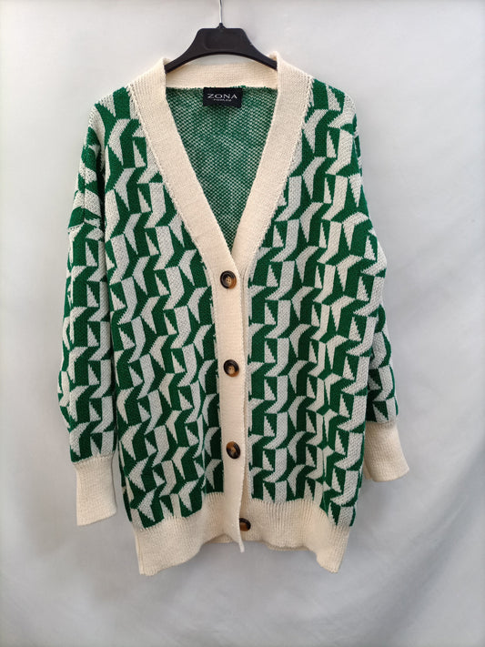 ZONA COOLTO. Cardigan beige y verde TU