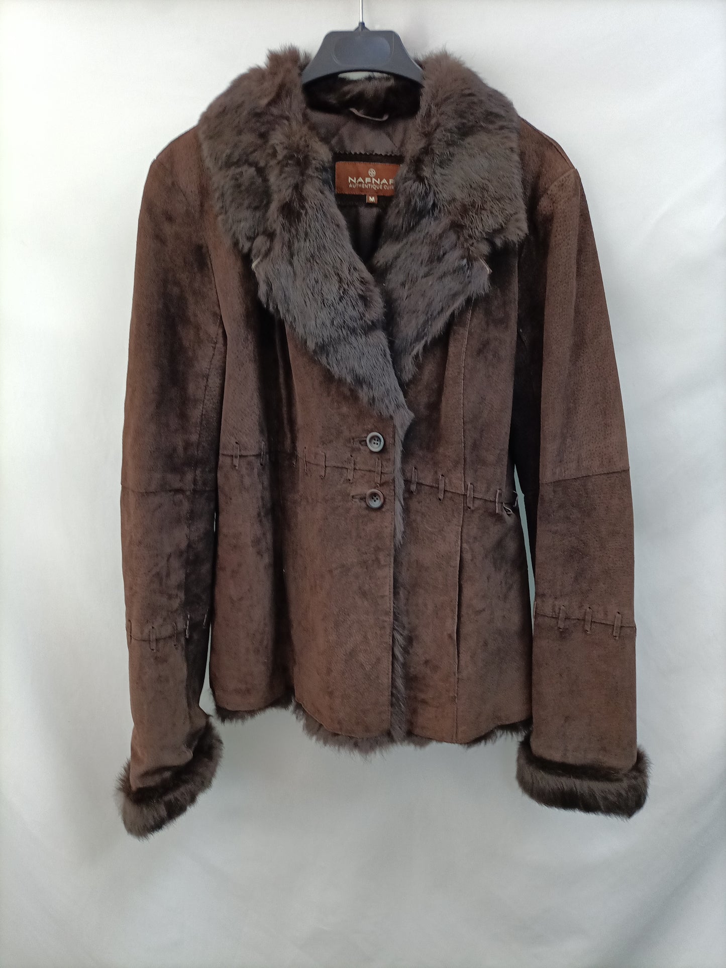 NAFNAF. Brown leather coat Tm