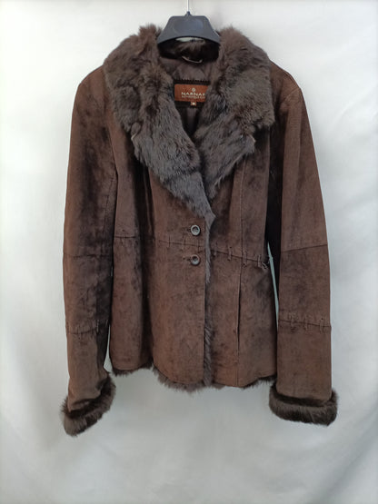 NAFNAF. Brown leather coat Tm