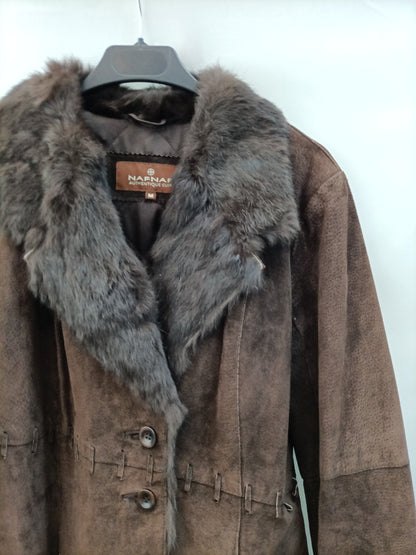 NAFNAF. Brown leather coat Tm
