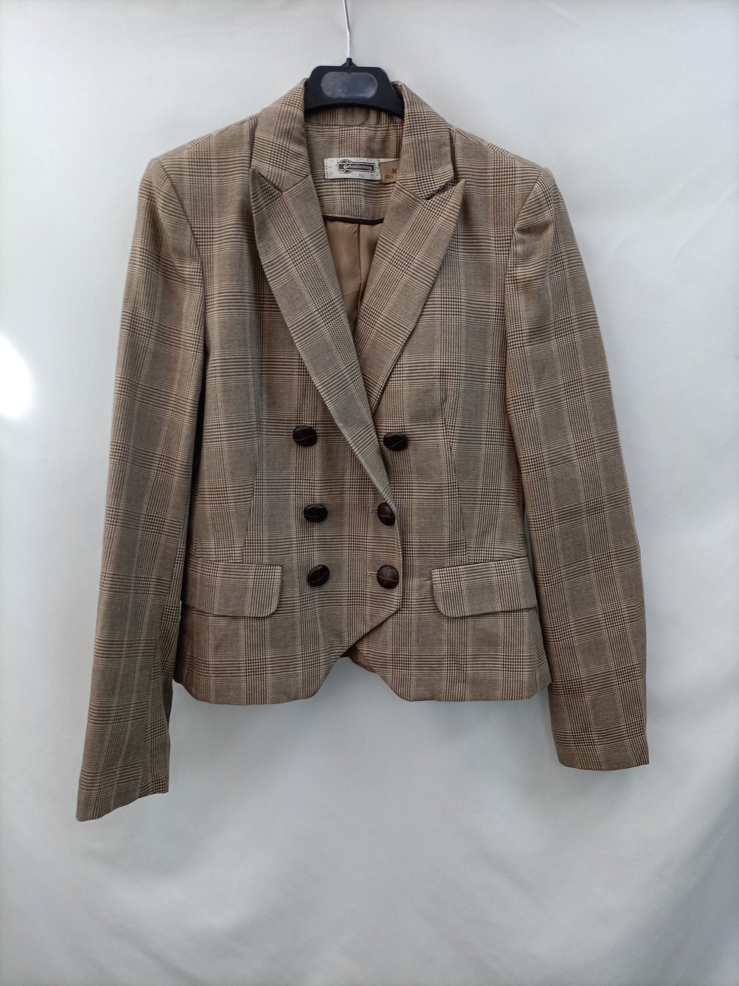 STRADIVARIUS. Blazer marrón cuandros   T.m