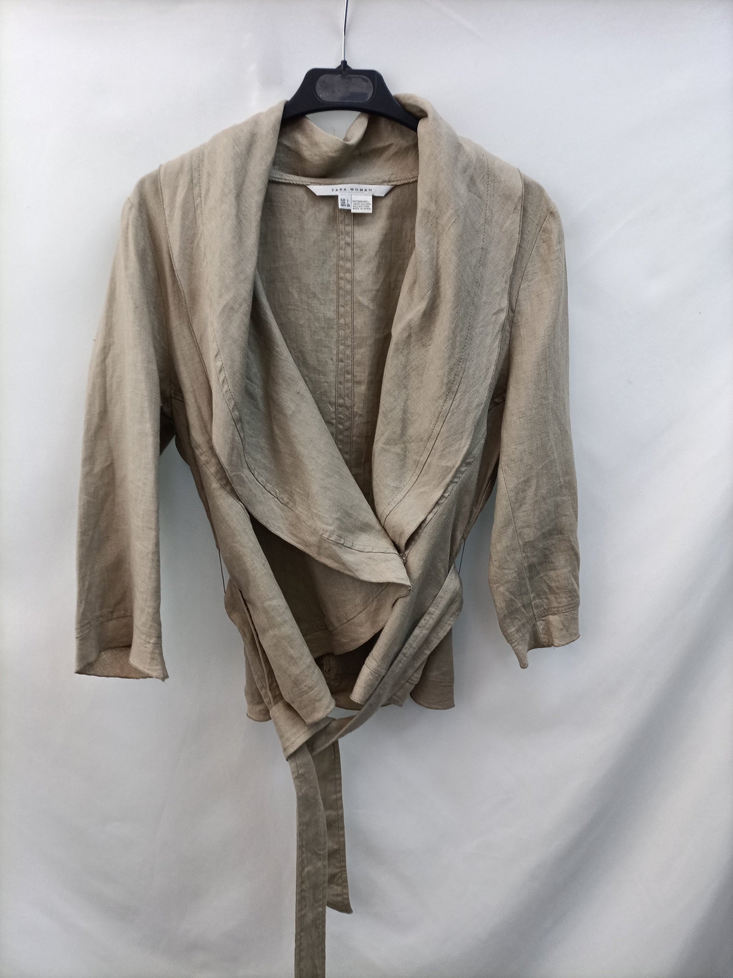 ZARA. Chaqueta beige lino T.l
