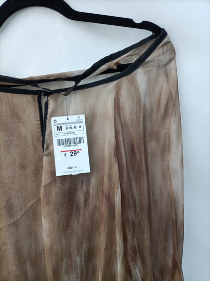 ZARA. Printed blouse with Tm collar