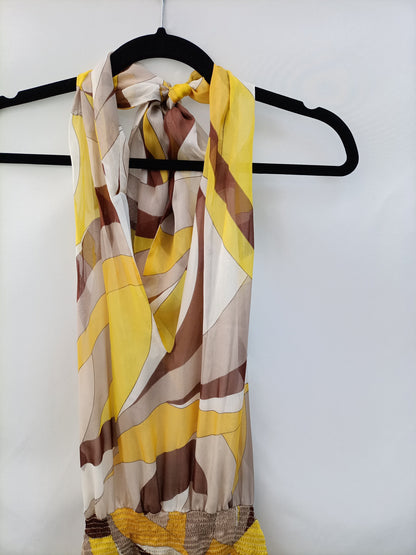 MASSIMO DUTTI. Vestido seda estampado T.38