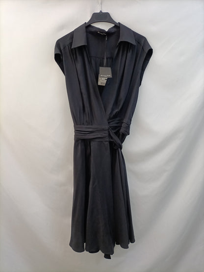 MASSIMO DUTTI. Vestido midi seda T.38
