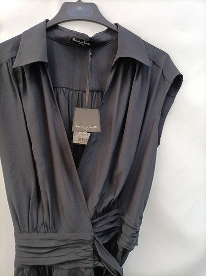 MASSIMO DUTTI. Vestido midi seda T.38