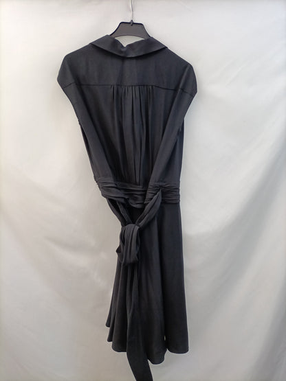 MASSIMO DUTTI. Vestido midi seda T.38