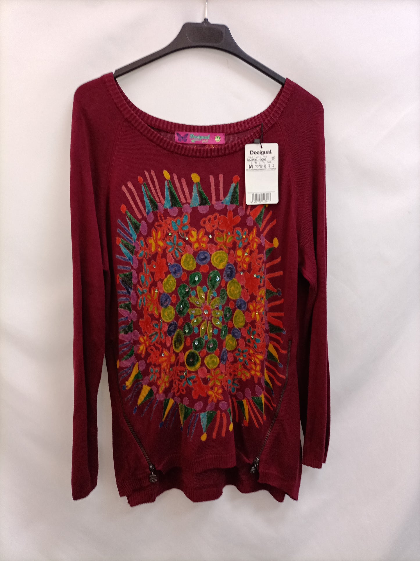 DESIGUAL. Burgundy printed sweater Tm