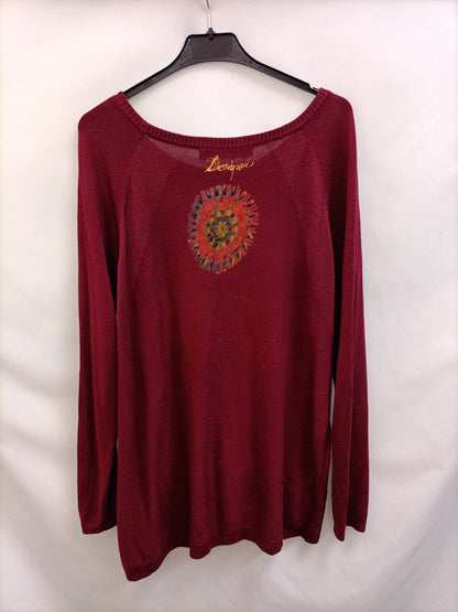 DESIGUAL. Burgundy printed sweater Tm