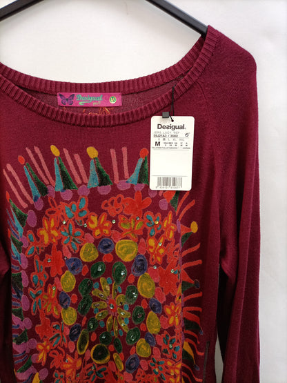 DESIGUAL. Burgundy printed sweater Tm